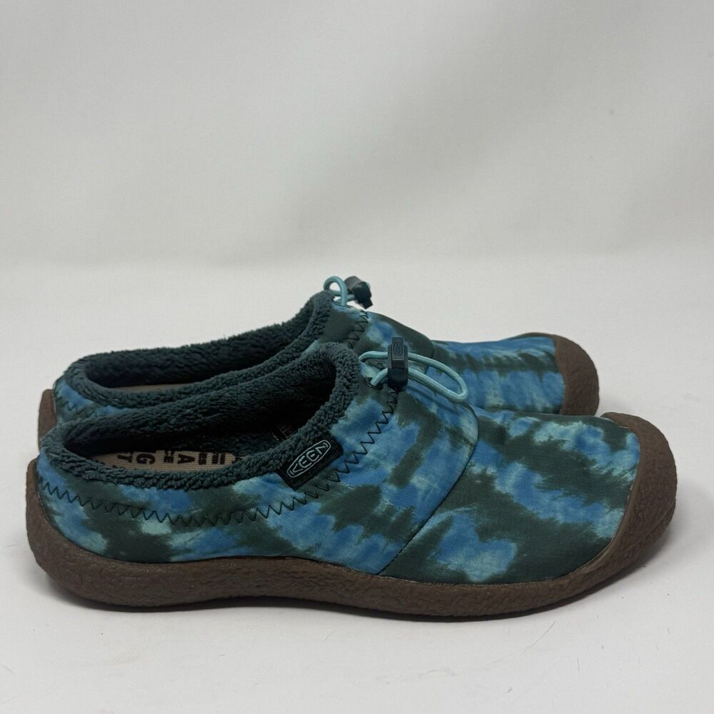Keen Howser III Mules Slide Shoes Womens 8 Sea Moss Blue Tie Dye Fleece Lined